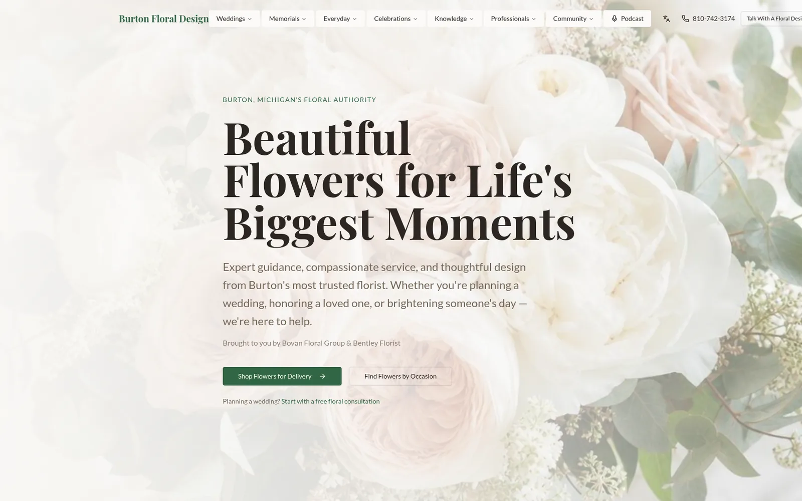 Burton Floral Design — Home preview