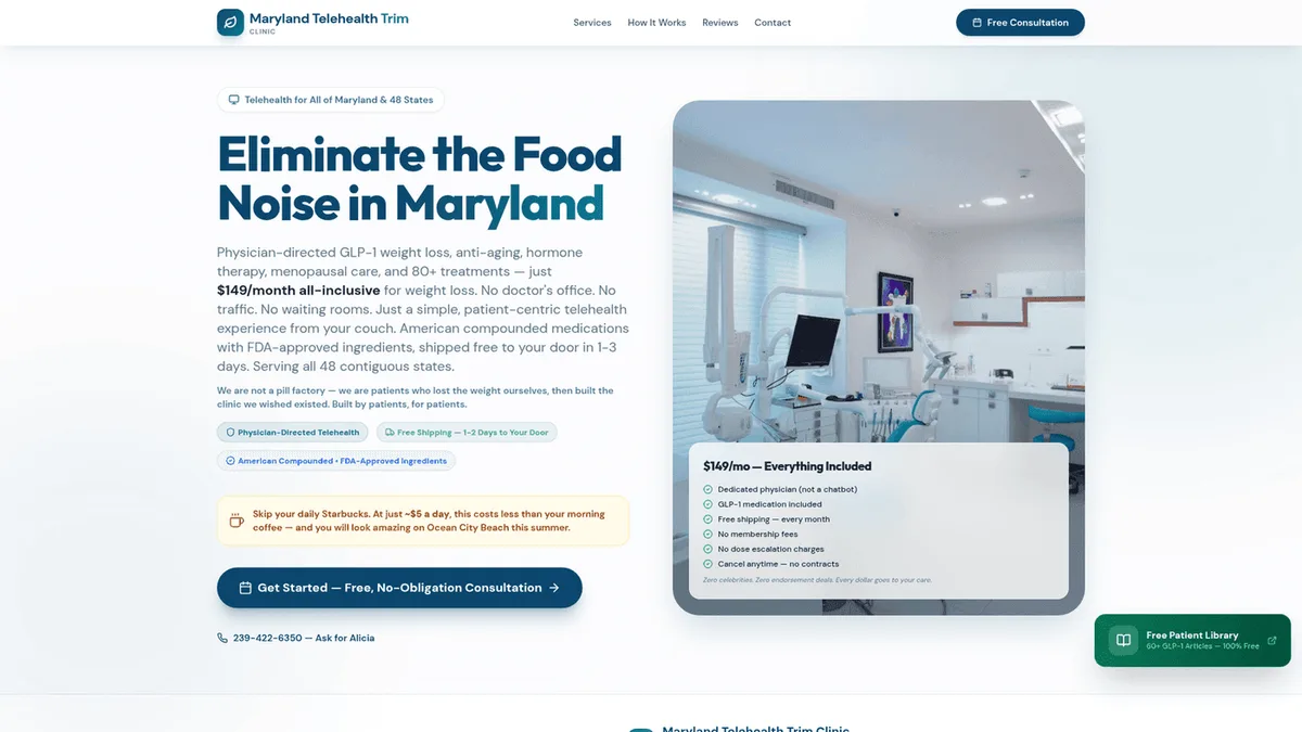 Maryland Telehealth Trim Clinic — Home preview