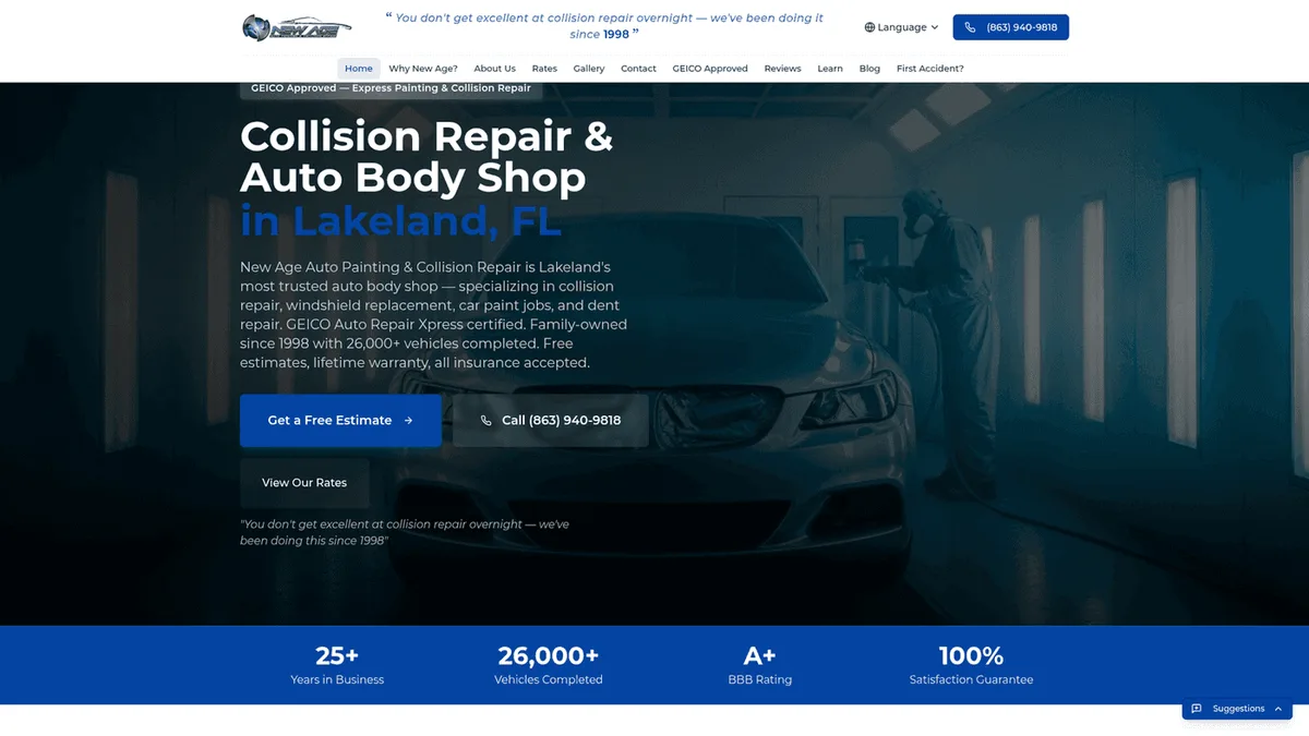 New Age Auto Painting & Collision Repair — Home preview